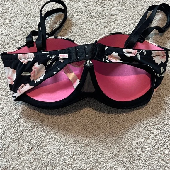 VS PINK Floral Adjustable Black Bra 32 DD - Picture 3 of 5